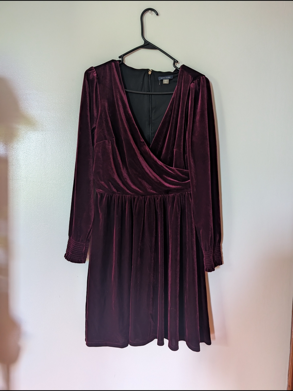 Tommy Hilfiger Velvet Long-Sleeve Wrap Dress in Deep Wine